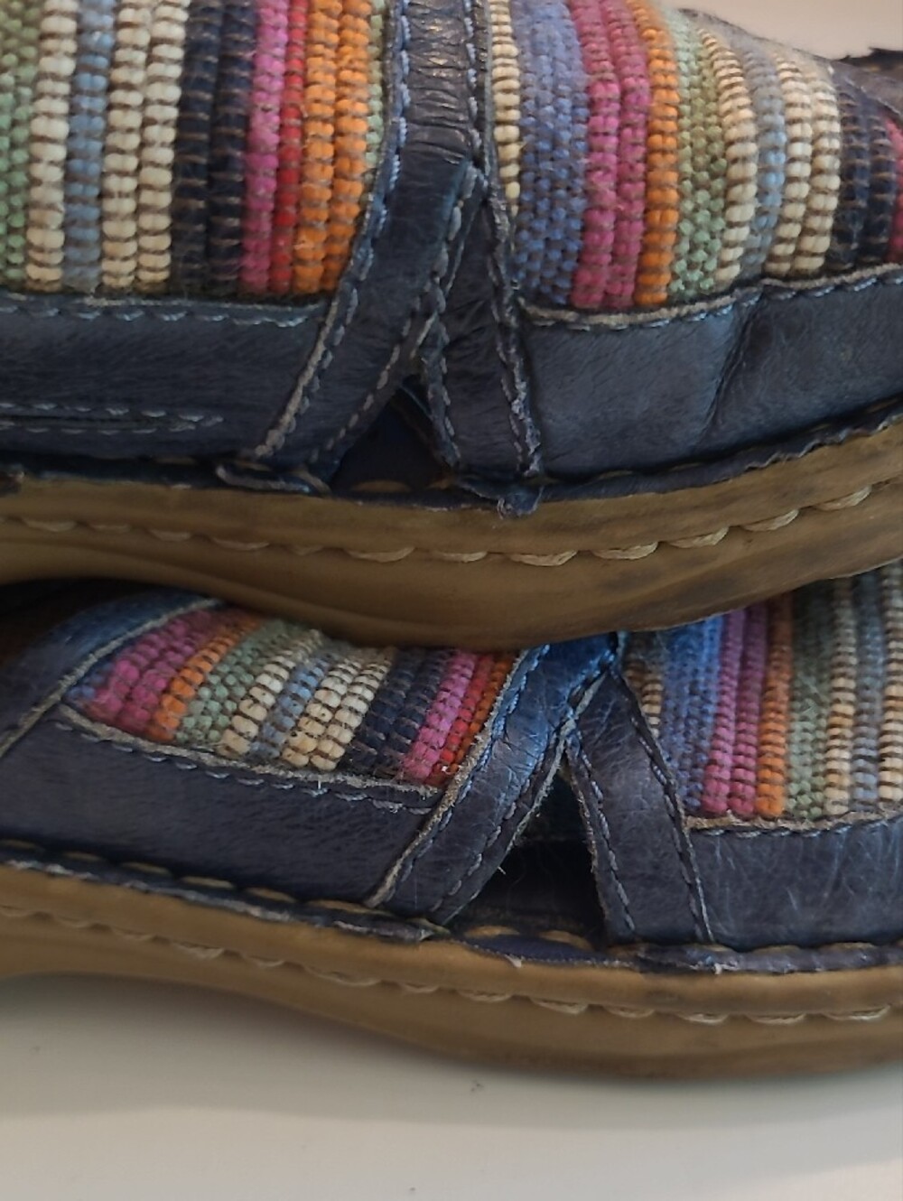 Earth Shoe Gelron2000 Tahoe Slide Sandal Multicolor Striped Print Straps - Picture 16 of 17